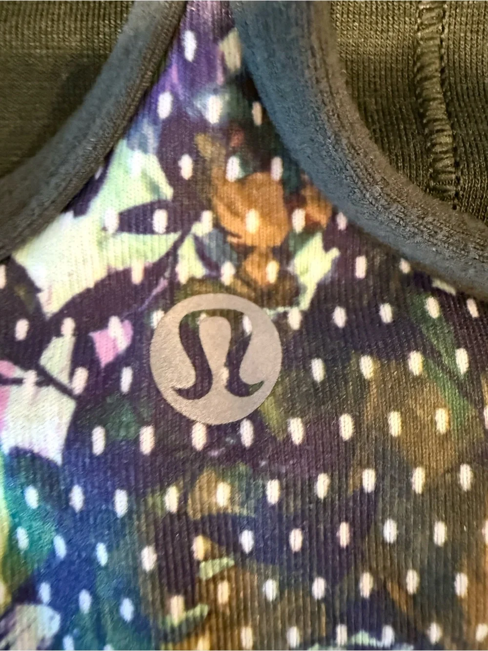 Lululemon Power Y Tank green, purple, & yellow floral print size 6